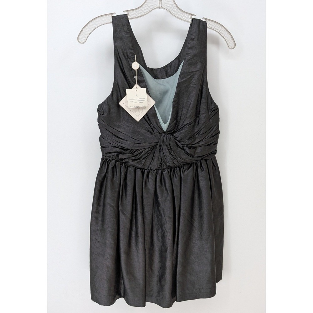 NWT Lorick New York $210 Sz 10 Black 100% Silk Bowlin Ruched Knot Flounce Skirt‎